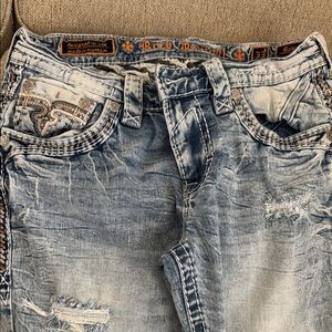Rock Revival Distressed Blue Jeans